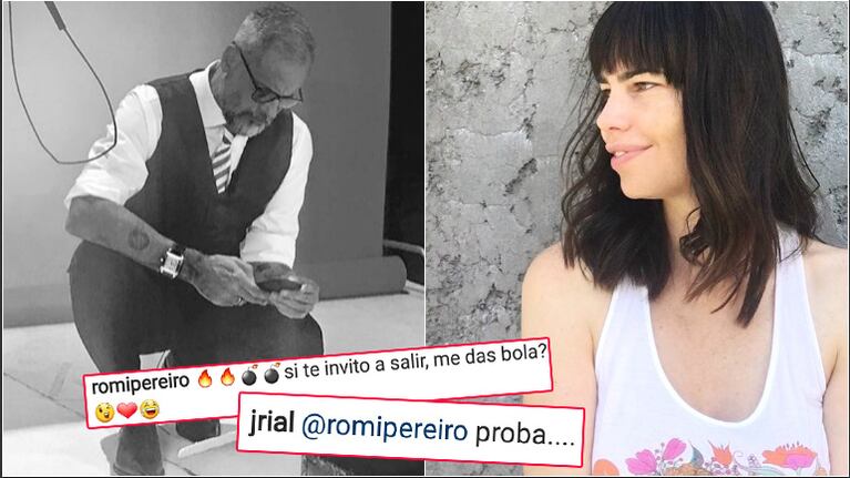 El divertido juego de seducción de Romina Pereiro con Rial (Fotos: Instagram)