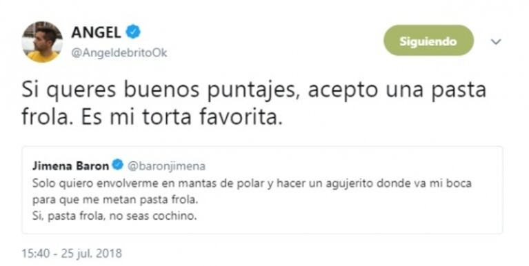 El divertido pedido de Ángel de Brito a Jimena Barón, antes de debutar en Bailando 2018