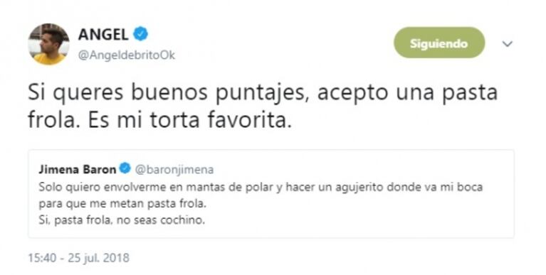 El divertido pedido de Ángel de Brito a Jimena Barón, antes de debutar en Bailando 2018