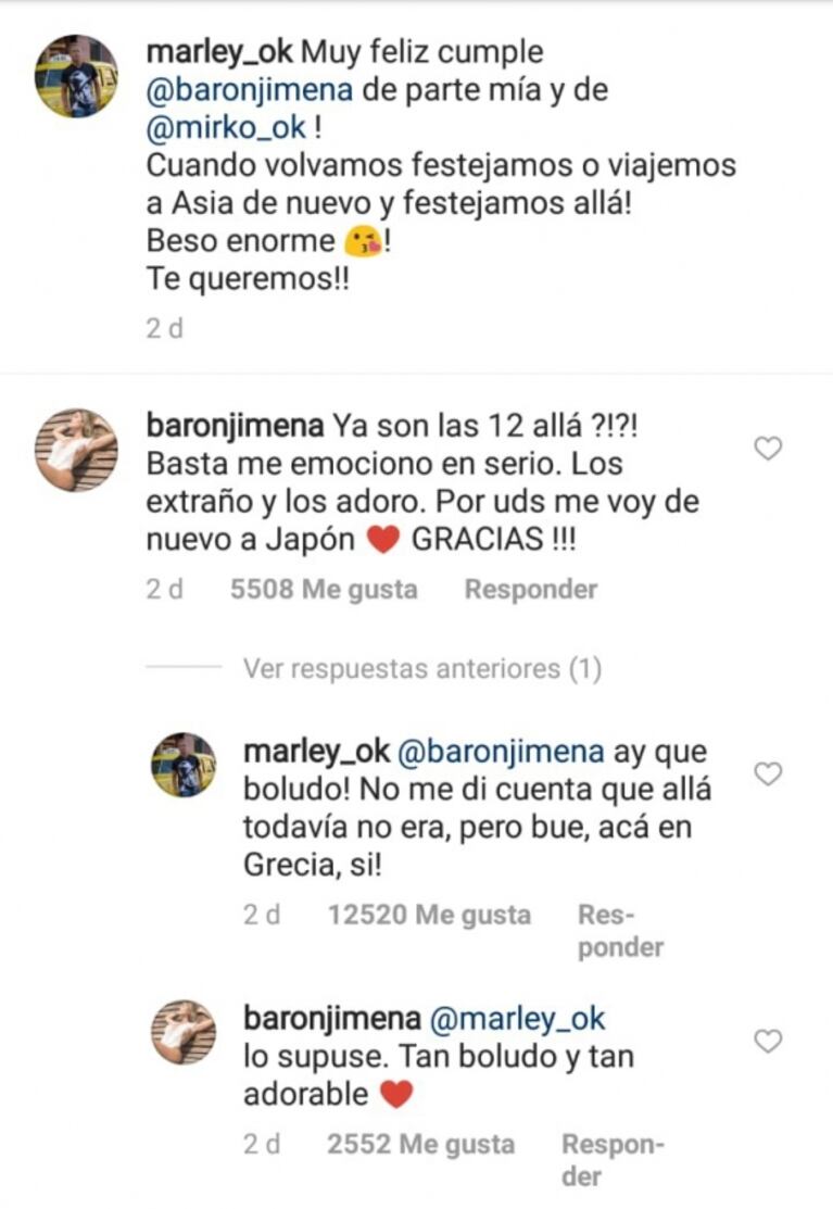 El divertido saludo de cumpleaños de Marley a Jimena Barón… ¡con blooper incluído!: "No me di cuenta"