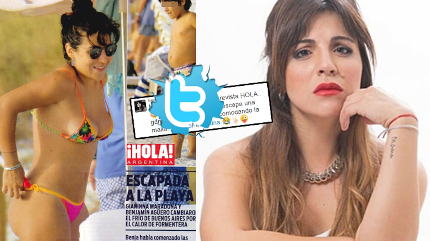 El divertido tweet de Gianinna Maradona al ver una foto suya  en bikini en una revista (Foto: revista ¡Hola! y Web)