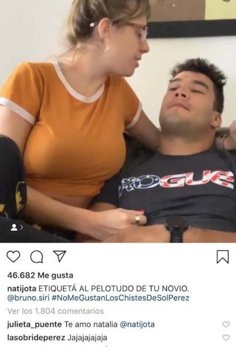 El divertido video de Nati Jota con su novio, "baboso" por Sol Pérez: ¡la reacción de la sensual modelo!