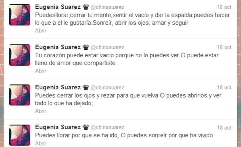 El dolor de Eugenia Suárez por la muerte de su padre. (Foto: Web)