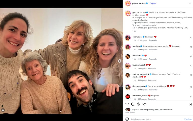 El dolor de Georgina Barbarossa por la muerte de su cuñada (Foto de Instagram)