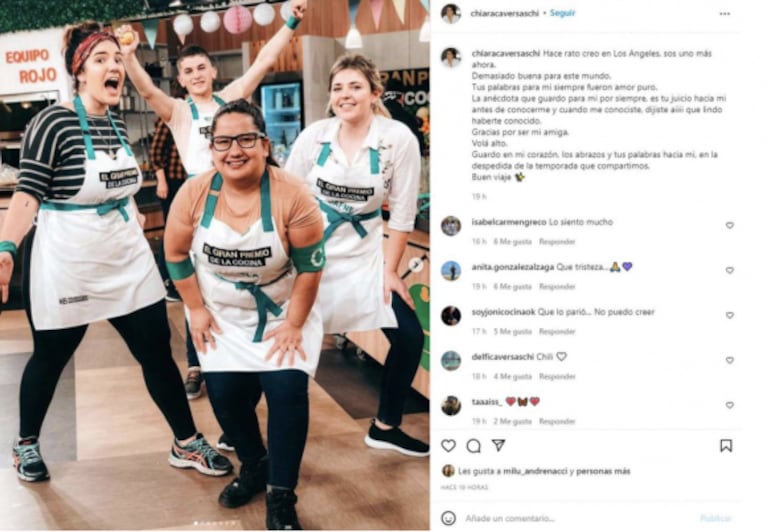 El dolor de los compañeros de Daniela "Chili" Fernández, de El gran premio de la cocina, por su muerte: "Abrazo al Cielo"