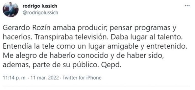 El dolor de los famosos por la muerte de Gerado Rozín: sus emotivos mensajes de despedida