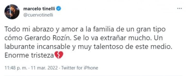 El dolor de los famosos por la muerte de Gerado Rozín: sus emotivos mensajes de despedida