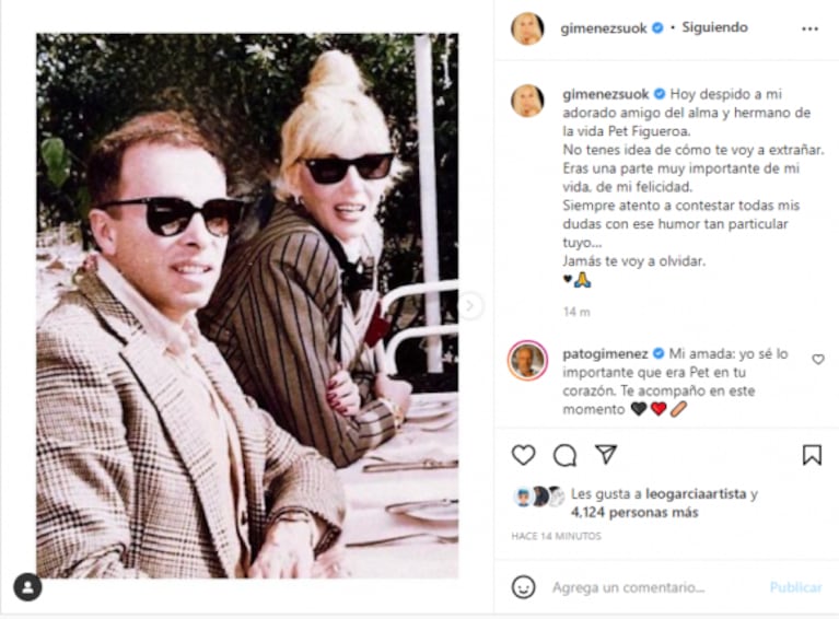 El dolor de Susana Giménez por la muerte de su gran amigo, Pet Figueroa: "Eras una parte importante de mi felicidad"