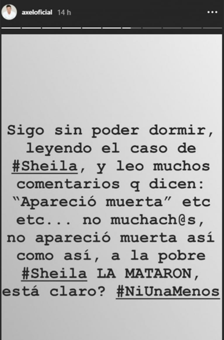 El dolor y la bronca de Axel por el brutal crimen de Sheila: "Tengo un nudo en el estómago"