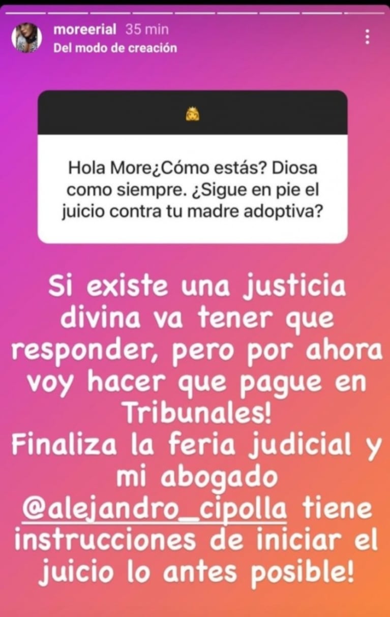 El doloroso posteo de More Rial contra Silvia D’Auro que llamativamente borró: “Voy a hacer que pague en tribunales”