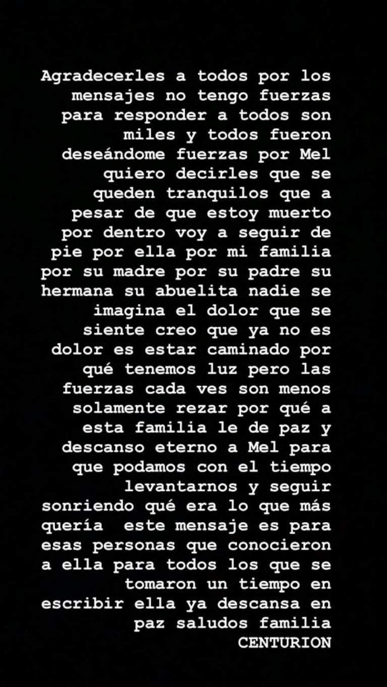 El doloroso último adiós de Ricardo Centurión a su novia, Melody Pasini: "Voy a seguir de pie por ella"