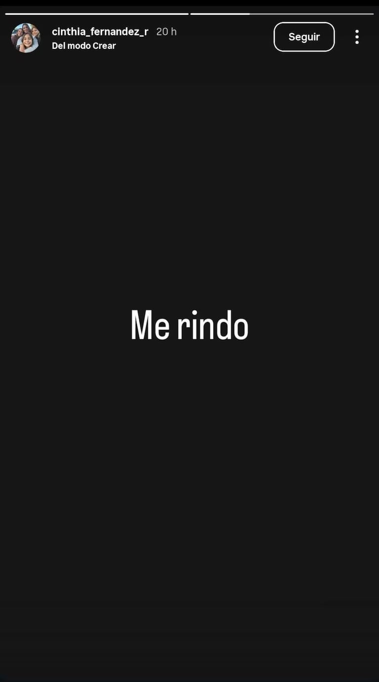 El drama de Cinthia Fernández mientras Matías Defederico se muestra enamorado: “Me rindo”. CRÉDITO: Instagram/@cinthia_fernandez_r