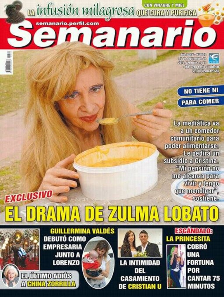 El drama de Zulma Lobato, en la tapa de la revista Semanario.