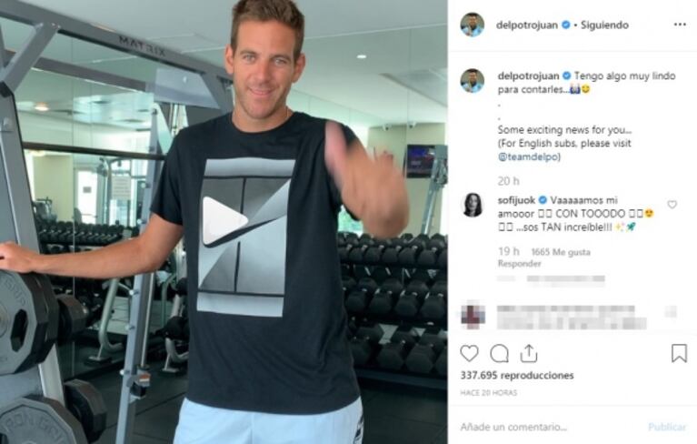 El dulce aliento de Jujuy Jiménez a Del Potro tras anunciar su regreso a las canchas de tenis: "Vamos, mi amor. ¡Sos tan increíble!"