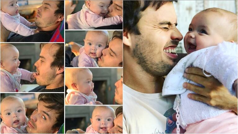 El dulce collage de Benjamín Rojas con su beba de 6 meses (Fotos: Instagram)