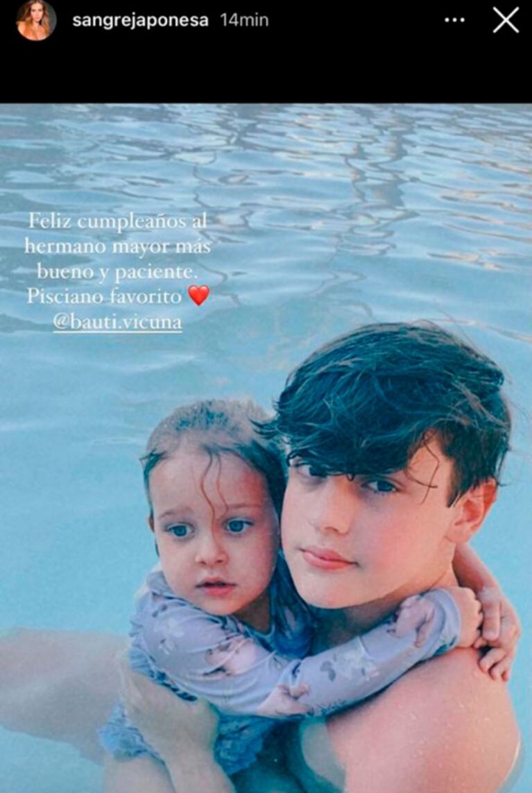 El dulce mensaje de China Suárez al hijo mayor de Benjamín Vicuña y Pampita por su cumpleaños: "Mi pisciano favorito"