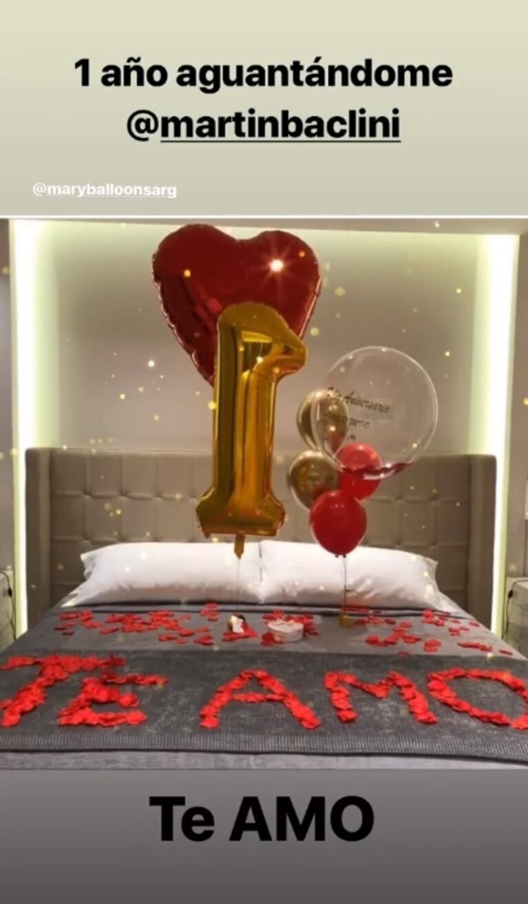 El dulce mensaje de Cinthia Fernández a Baclini en su primer aniversario de novios... ¿con palito para Defederico?