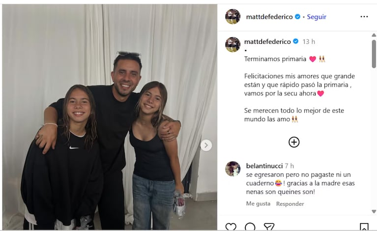 El egreso de las hijas de Cinthia Fernández reavivó la polémica con Matías Defederico. Crédito: Instagram