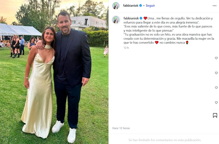 El egreso de Uma reunió a Amalia Granata y el Ogro Fabbiani (Fotos: @fabbianiok y @amaliagranata)