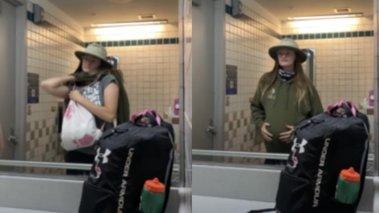 El embarazo ficticio de esta mujer es en realidad un exitoso truco para colar una bolsa extra en el avión