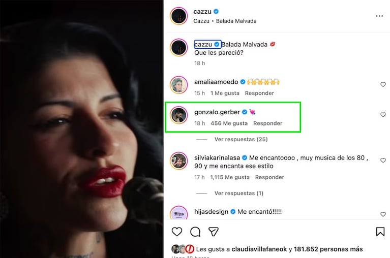El emoji que desató los rumores: Gonzalo Gerber y Cazzu, en el centro de las versiones de romance. Crédito: Instagram