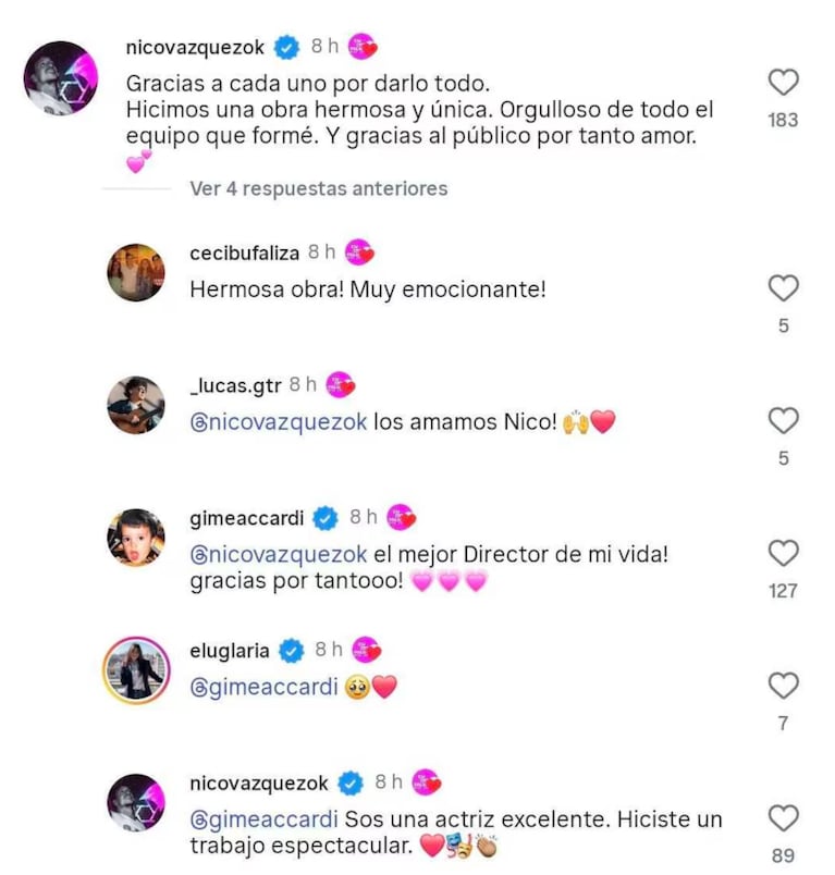 El emotivo cruce de mensajes entre Gimena Accardi y Nico Vázquez tras el divorcio | Créditos: Instagram Nico Vázquez