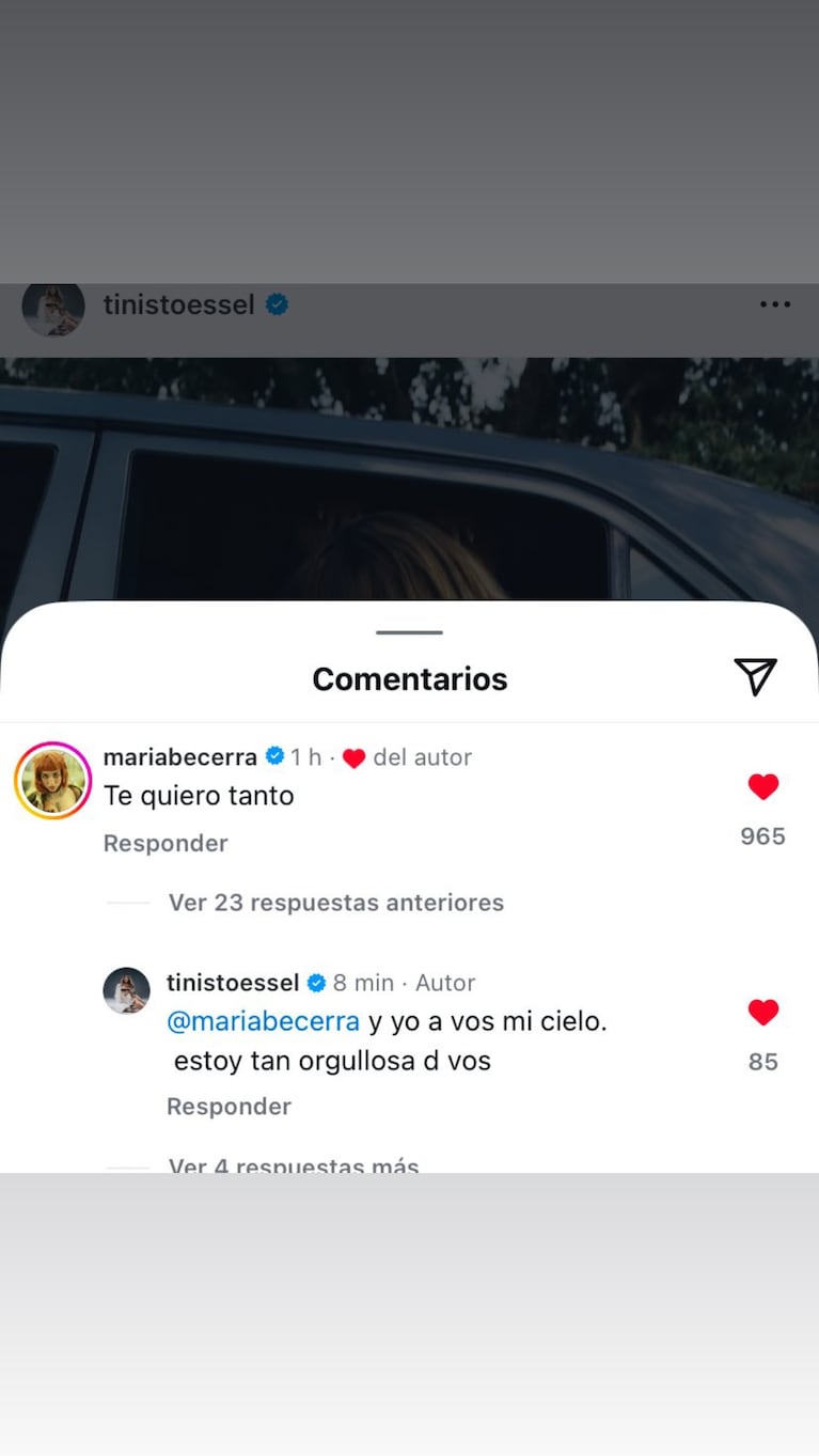 El emotivo ida y vuelta entre Tini Stoessel y María Becerra en redes | Créditos: Instagram @estefaniaberardi