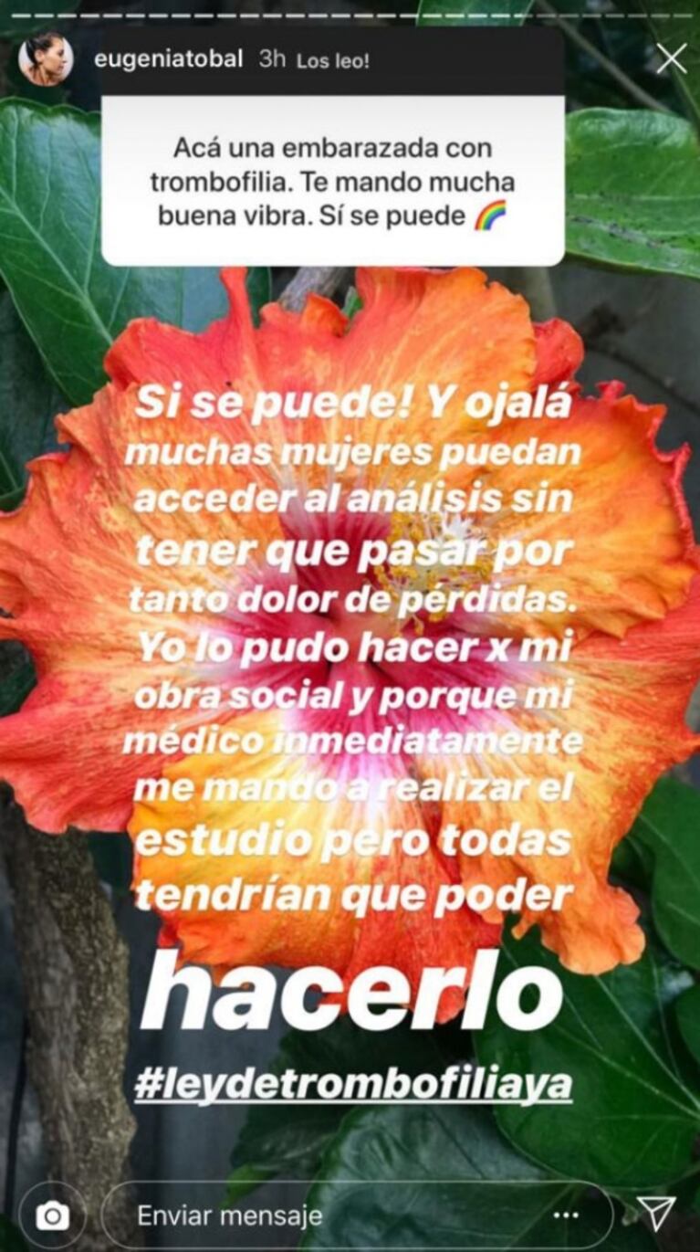 El emotivo mensaje de Eugenia Tobal a las mujeres que luchan por ser madres: "¡A no bajar los brazos!"