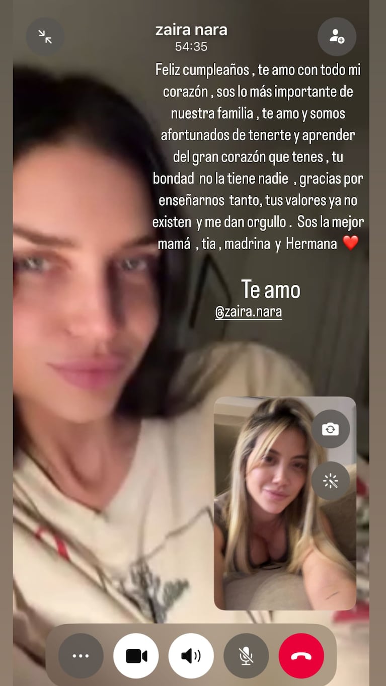 El emotivo mensaje de Wanda Nara a su hermana Zaira por su cumpleaños | Créditos: Instagram @wanda_nara