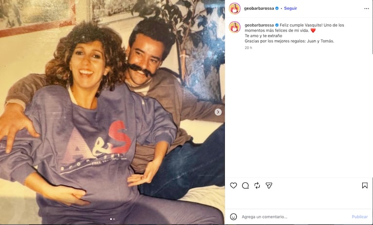 El emotivo recuerdo de Georgina Barbarossa a su marido (Foto: Instagram @geobarbarossa)