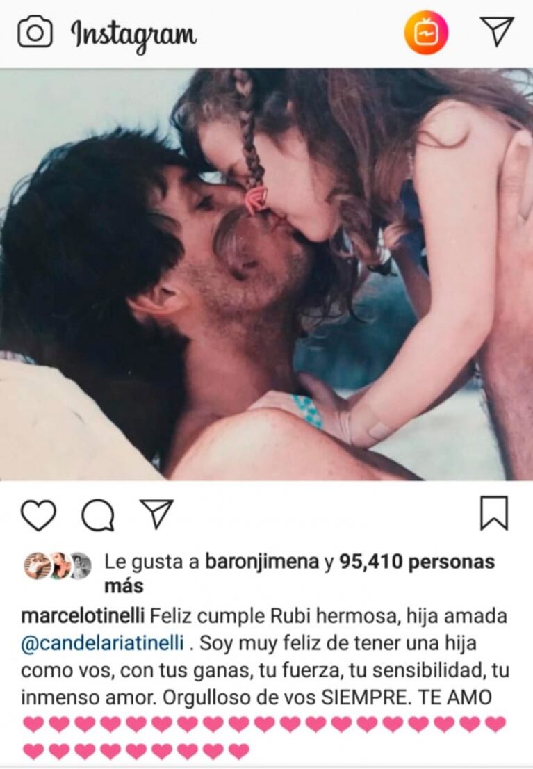 El emotivo saludo de cumpleaños de Tinelli a Cande: "Soy muy feliz de tener una hija como vos, con tu fuerza"