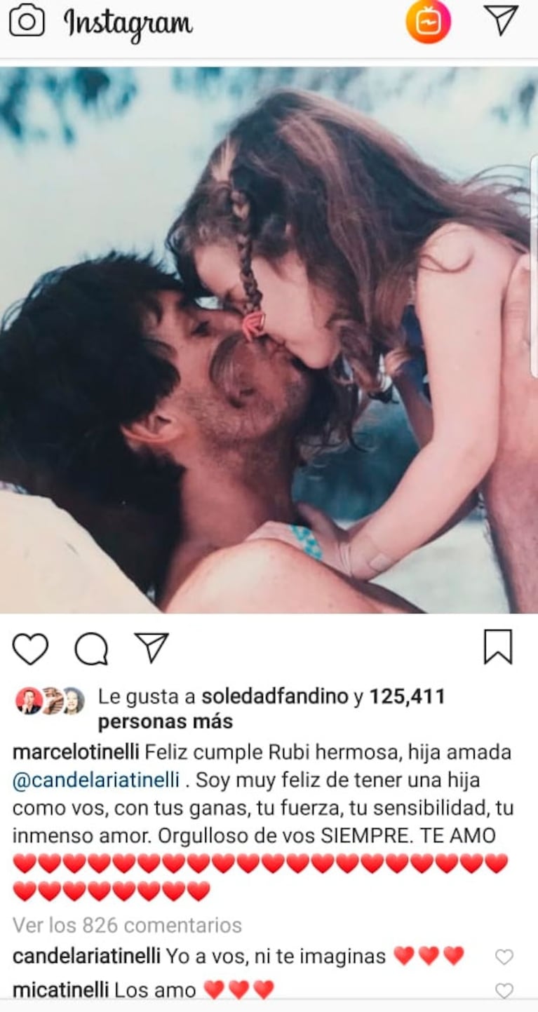 El emotivo saludo de cumpleaños de Tinelli a Cande: "Soy muy feliz de tener una hija como vos, con tu fuerza"