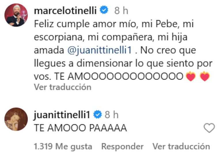 El emotivo saludo de Marcelo Tinelli a su hija Juanita que cumplió 21 años