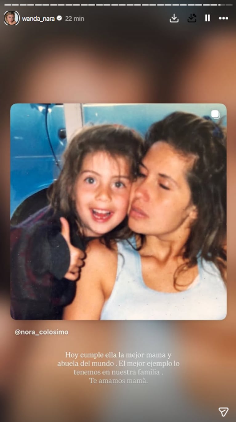 El emotivo saludo de Wanda Nara a Nora Colosimo por su cumpleaños: “El mejor ejemplo” | Créditos: Instagram @wanda_nara