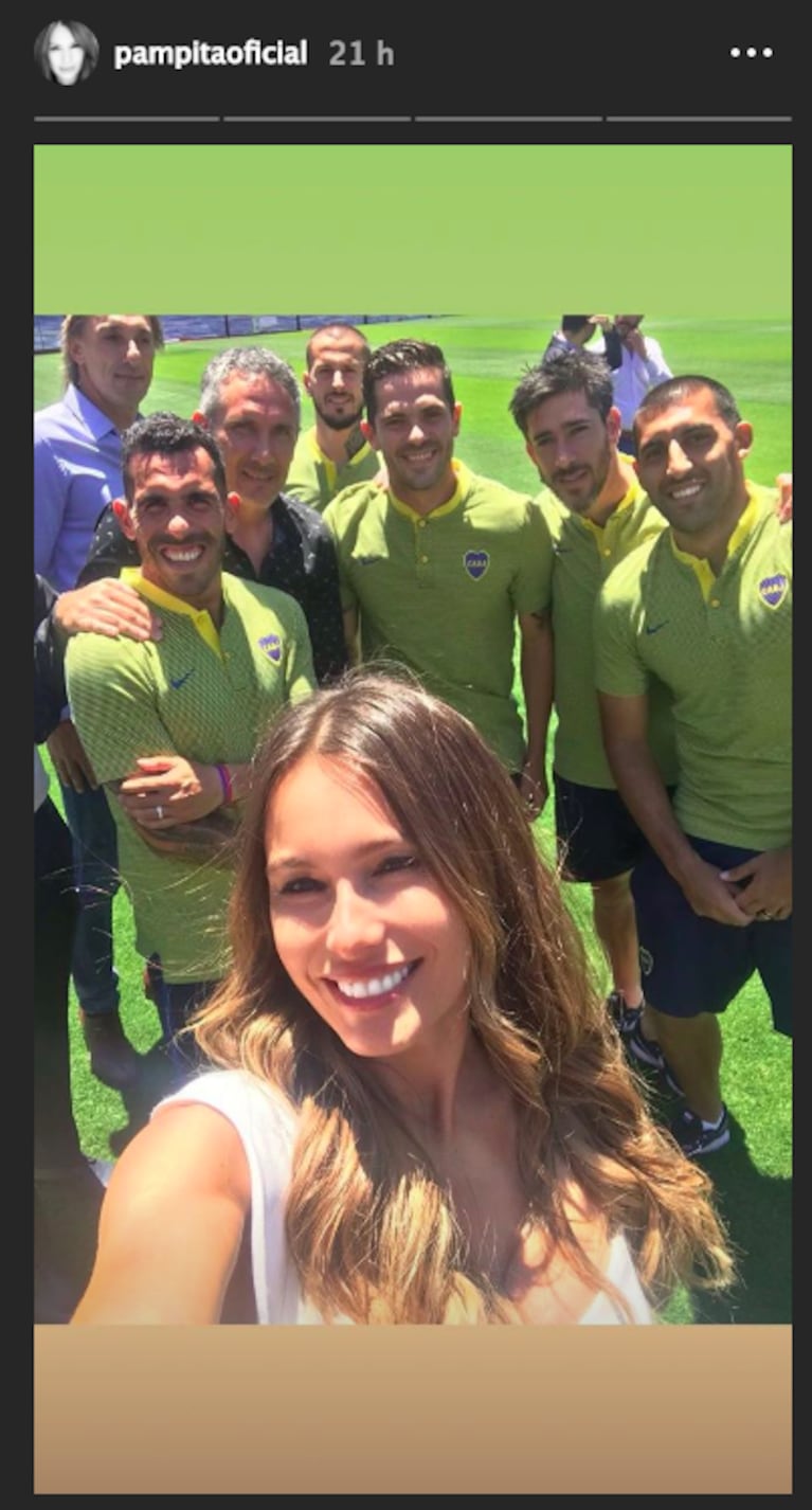 El encuentro de Pampita con los jugadores de Boca Juniors 