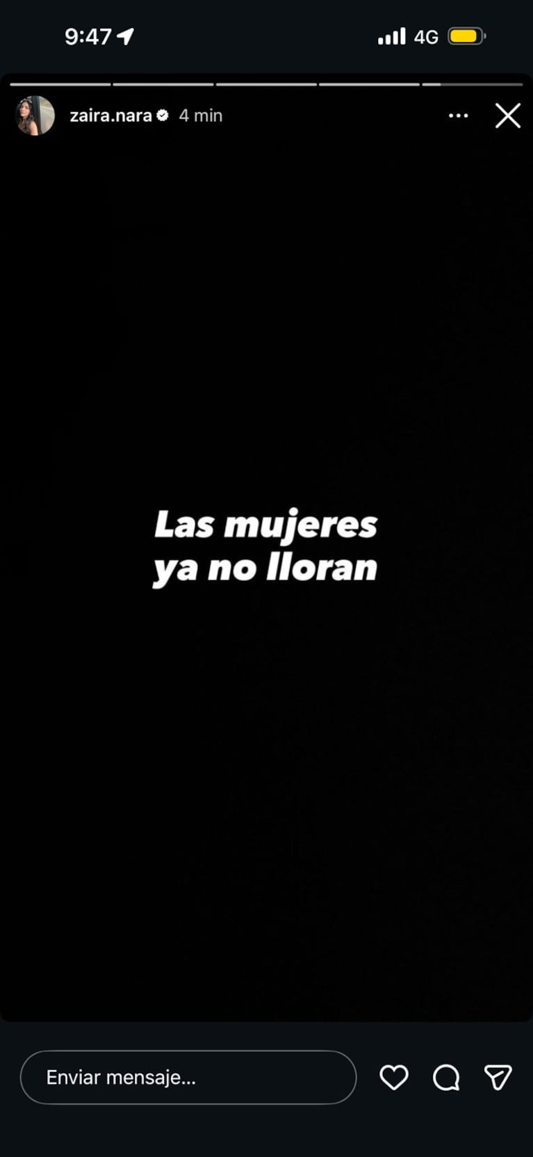 El enigmático mensaje de Zaira Nara en Instagram.