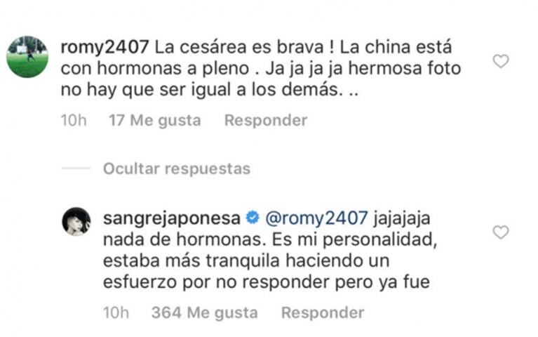 El enojo de la China Suárez por las críticas a una foto de Magnolia: "Si no te gusta, volá de mi Instagram"