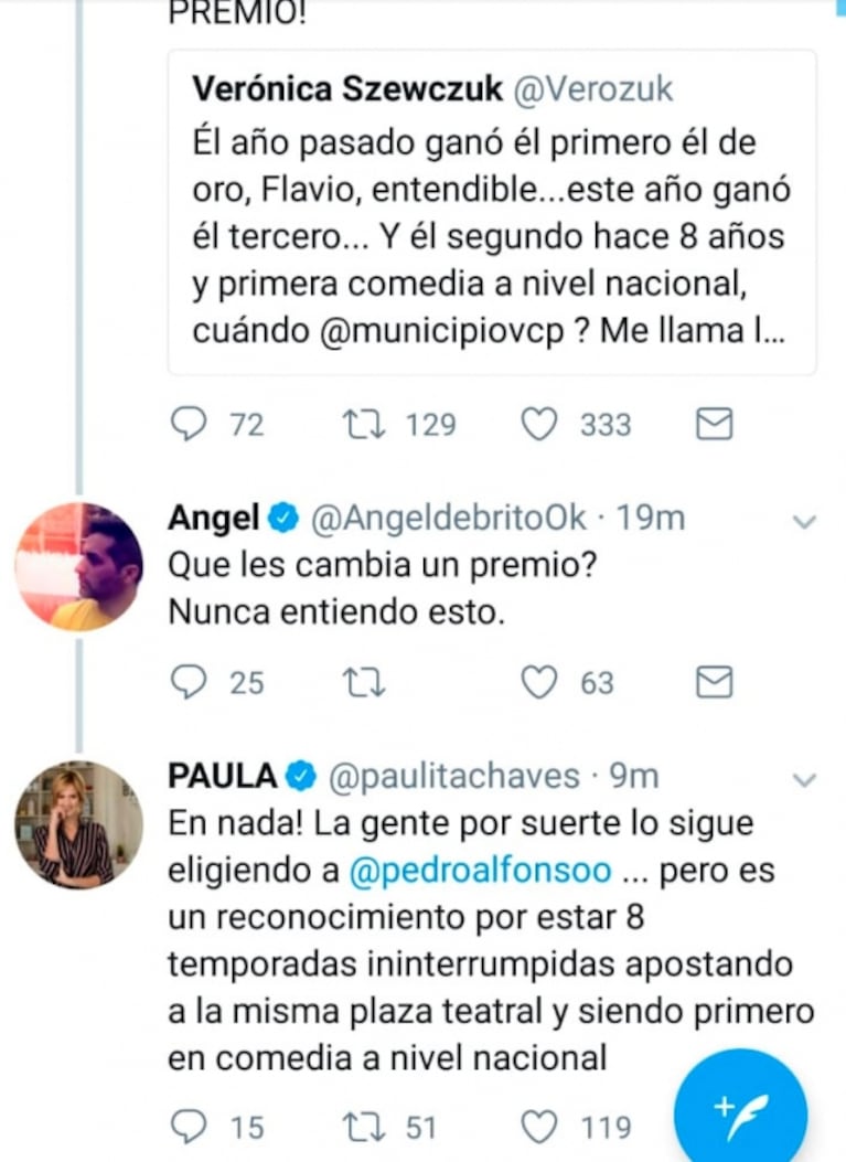 El enojo de Paula Chaves con los Premios Carlos 2019: "Igual, ser elegidos por público es el mejor premio"