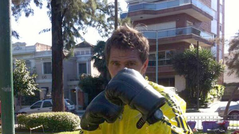 El entrenamiento al aire libre del Pollo Vignolo. (Foto: Twitter)