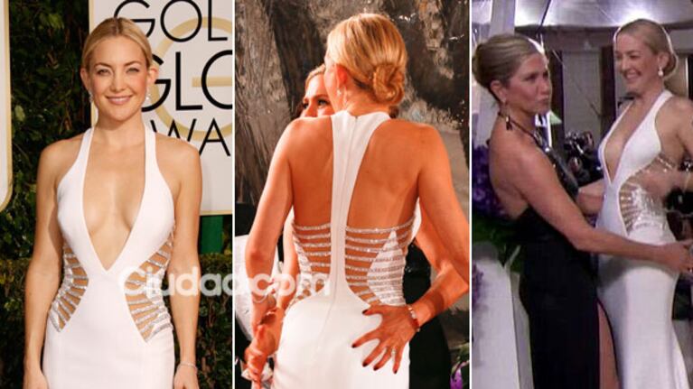 El escote súper sexy de Kate Hudson y la perlita hot con Jennifer Aniston. (Foto: Grosby Group y captura de TV)