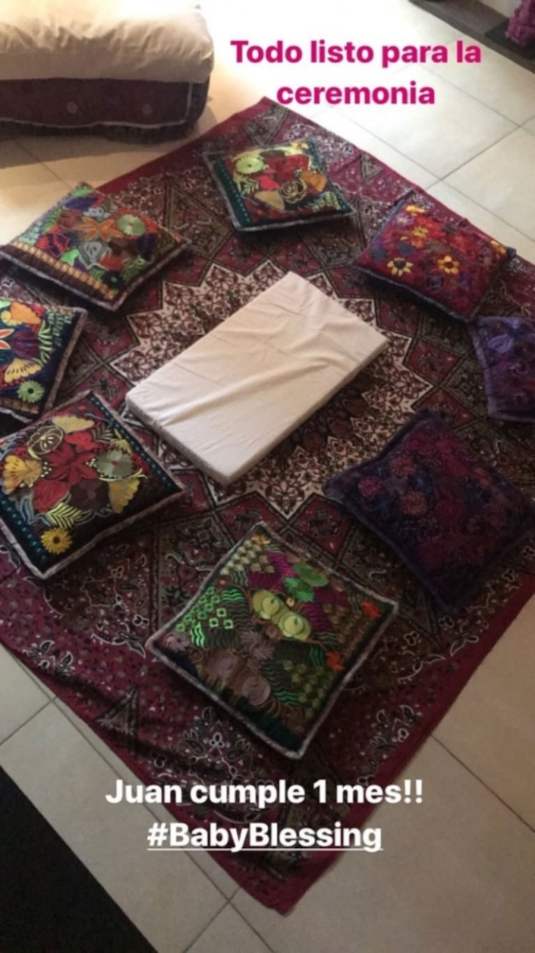 El especial ritual de Agustina Kämpfer para celebrar el primer mes de vida de su hijo, Juan: "Ofrendas, amor y bendiciones al bebé"