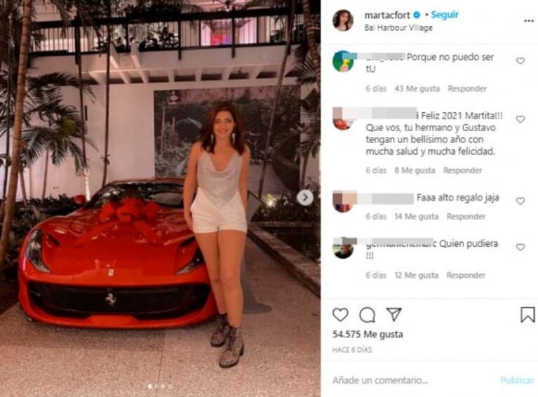 El espectacular y millonario regalo que recibió Martita Fort ¡a sus 16 años!: le obsequiaron una Ferrari