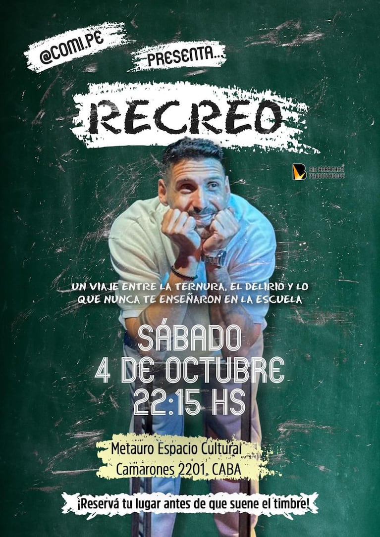 El espectáculo Recreo propone "un viaje entre la ternura, el delirio y lo que nunca te enseñaron en la escuela".