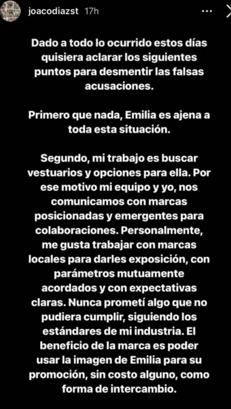 El estilista de Emilia Mernes salió al cruce de las graves acusaciones contra la cantante