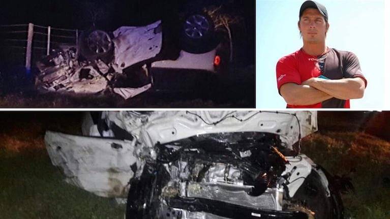 El ex GH 2007 Damián Fortunato chocó en Entre Ríos y así quedó el auto. (Foto: Twitter)