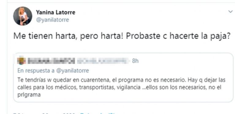 El exabrupto de Yanina Latorre cuando la criticaron por ir a trabajar: "¡Me tienen harta! ¿Probaste con...?"