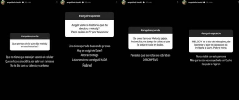 El explosivo descargo de Melody Luz contra Ángel de Brito: "Misógino y bueno para nada"