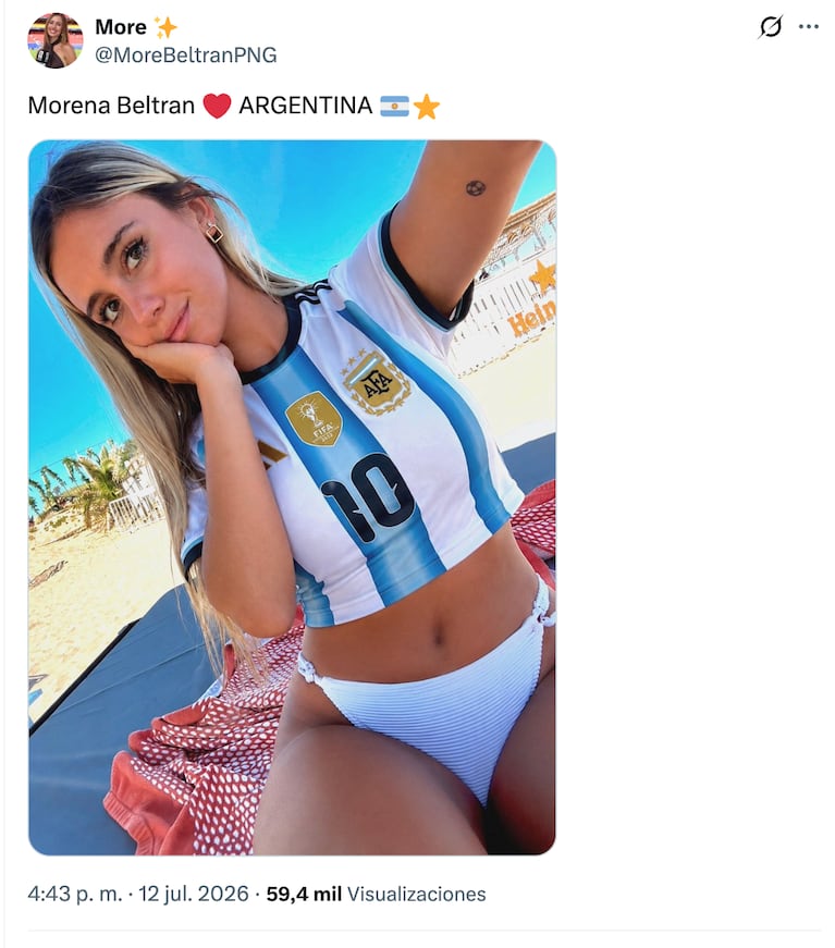 El explosivo posteo de Morena Beltrán en medio de su cobertura del Mundial 2026 que revolucionó las redes. Crédito: X
