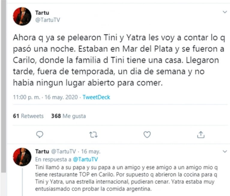 El extraño hábito de Sebastián Yatra que disparó una discusión pública con Tini Stoessel: "La cosa se puso rara"