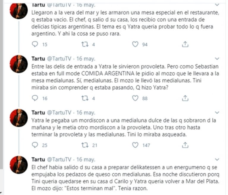 El extraño hábito de Sebastián Yatra que disparó una discusión pública con Tini Stoessel: "La cosa se puso rara"